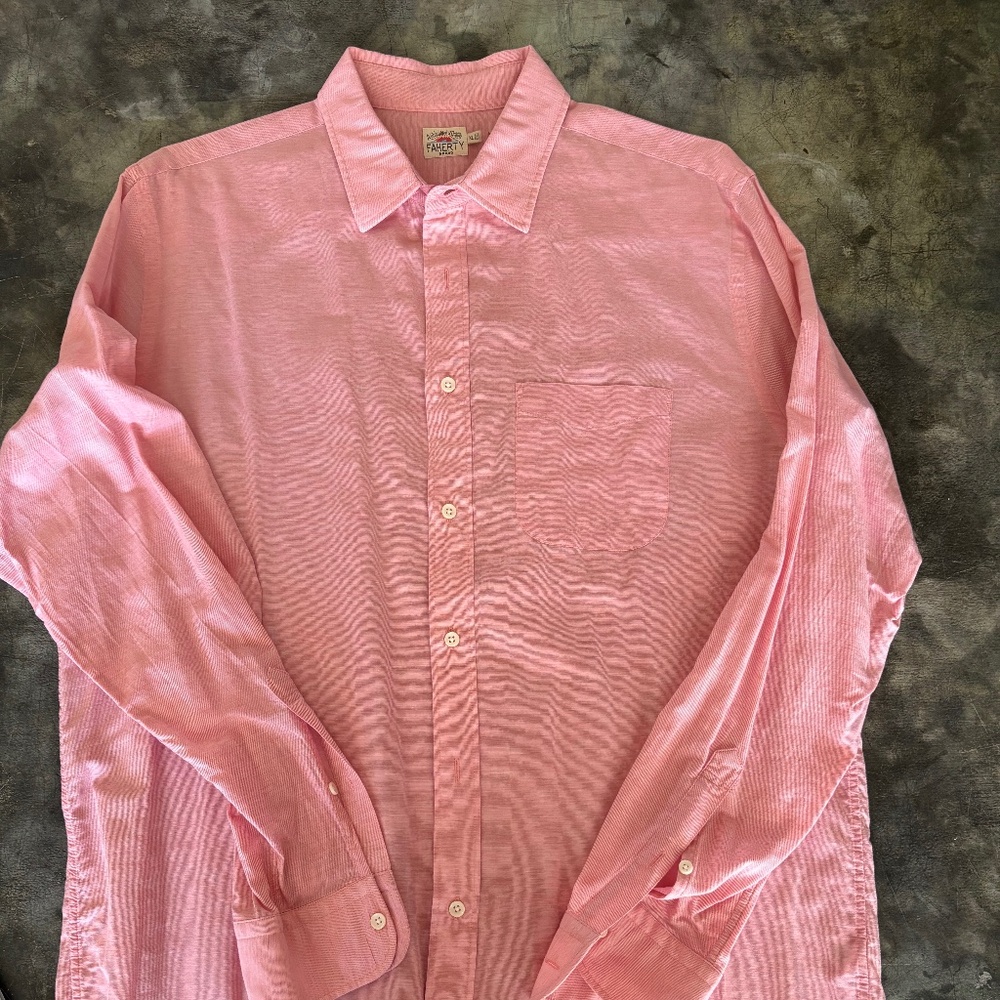 Faherty Peach/pink long sleeve button down shirt